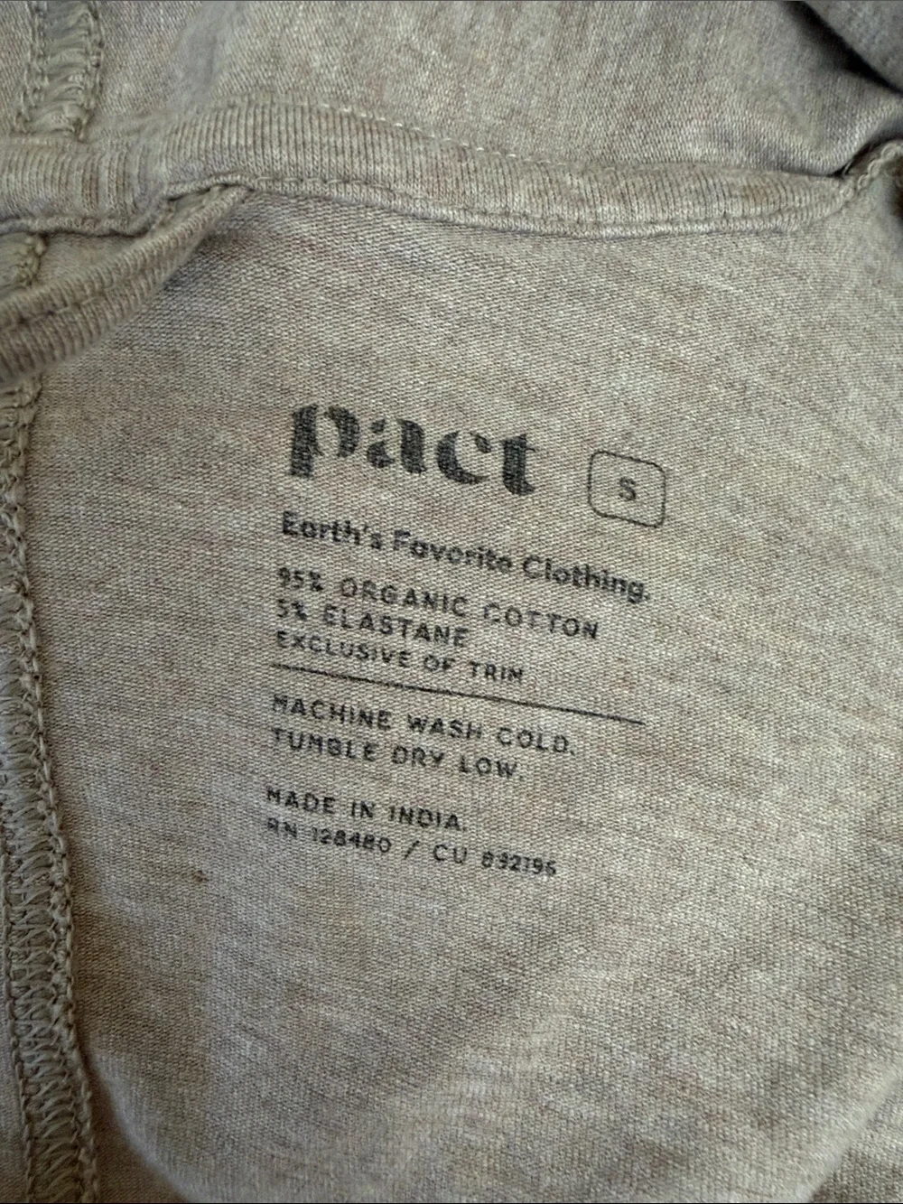 PACT Cool Stretch Organic Cotton Lounge Duster Robe in Oat Heather Sz S